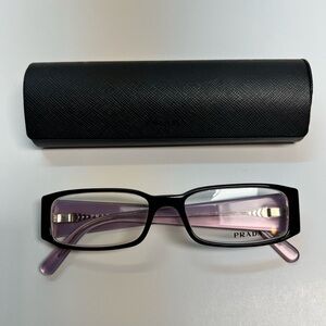 Prada Black and Purple Rectangular Glasses